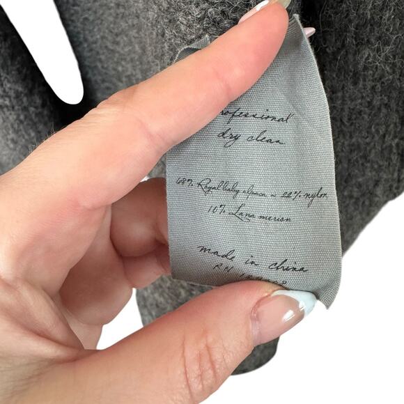 Raquel Allegra Dark Gray Alpaca Wool Hooded Longline Sweater 1 / Small Warm Cozy - Picture 7 of 8